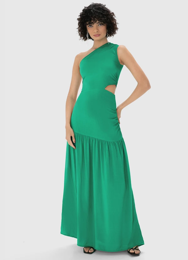Enfim - Vestido Verde Longo Assimétrico