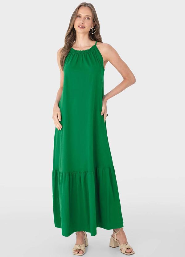 Malwee - Vestido Verde Longo Evasê