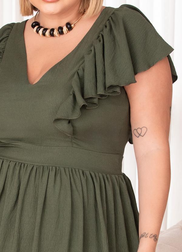 Quintess - Vestido Verde Militar em Crepe Plano 7