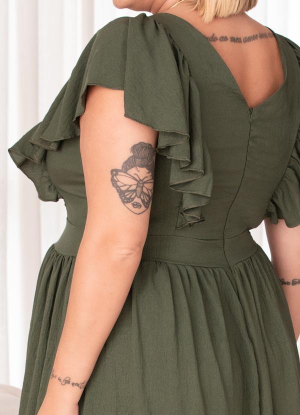 Quintess - Vestido Verde Militar em Crepe Plano 8