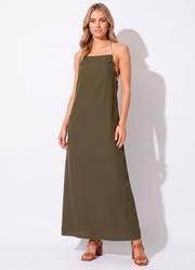 Vestido Verde Militar em Tecido de Viscose