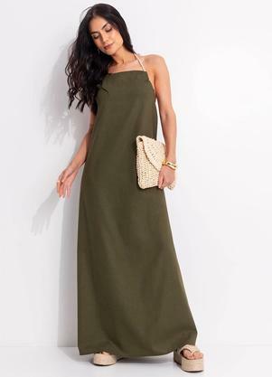Vestido (Verde Militar) em Tecido de Viscose