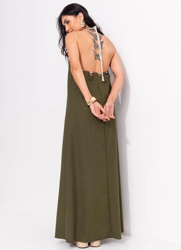 Quintess - Vestido Verde Militar em Tecido de Viscose 2