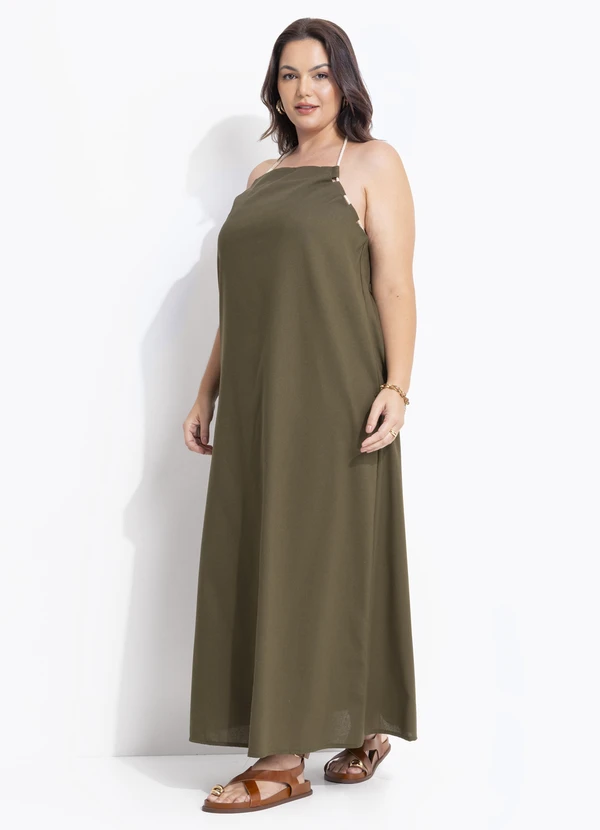 Quintess - Vestido Verde Militar em Tecido de Viscose 8