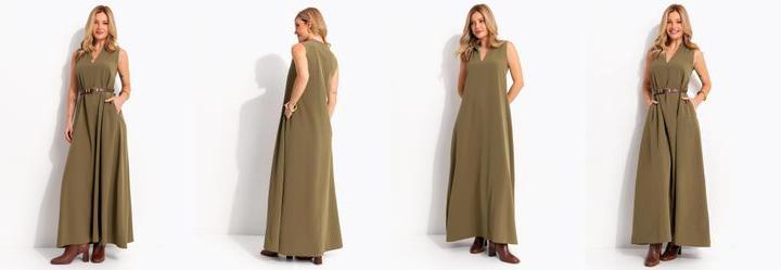 Vestido Verde Oliva em Poli�ster com Elastano