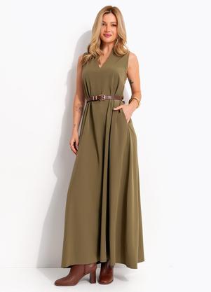 Vestido (Verde Oliva) em Poli�ster com Elastano