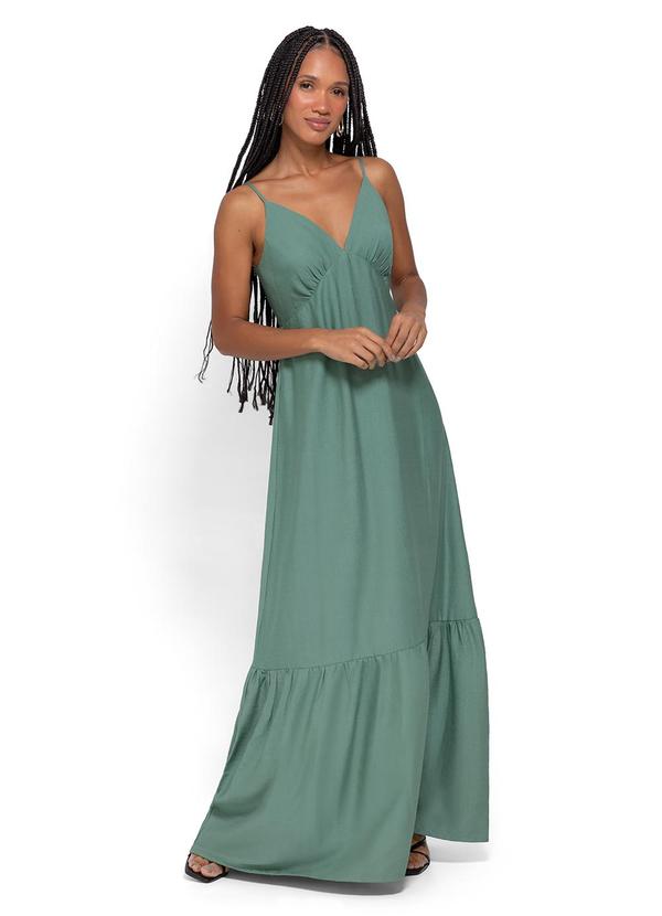 Enfim - Vestido Verde Turquesa Longo Marias em Viscose