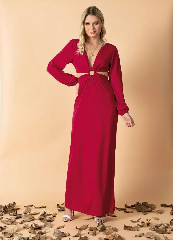 Moda Pop - Vestido Vermelho com Recortes na Cintura 6