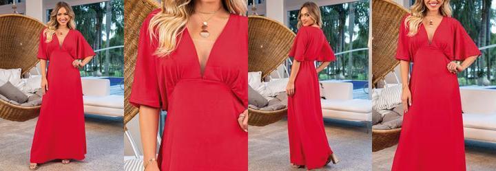 Vestido Vermelho em Crepe Plano
