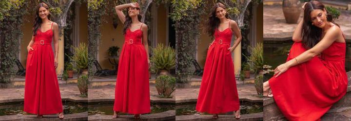 Vestido Vermelho em Linho