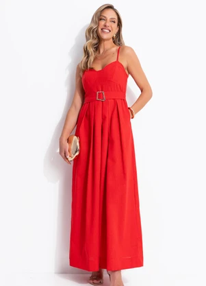 Quintess - Vestido Vermelho em Linho - QUINTESS