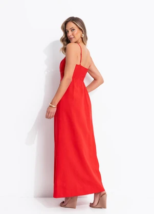 Quintess - Vestido Vermelho em Linho - QUINTESS