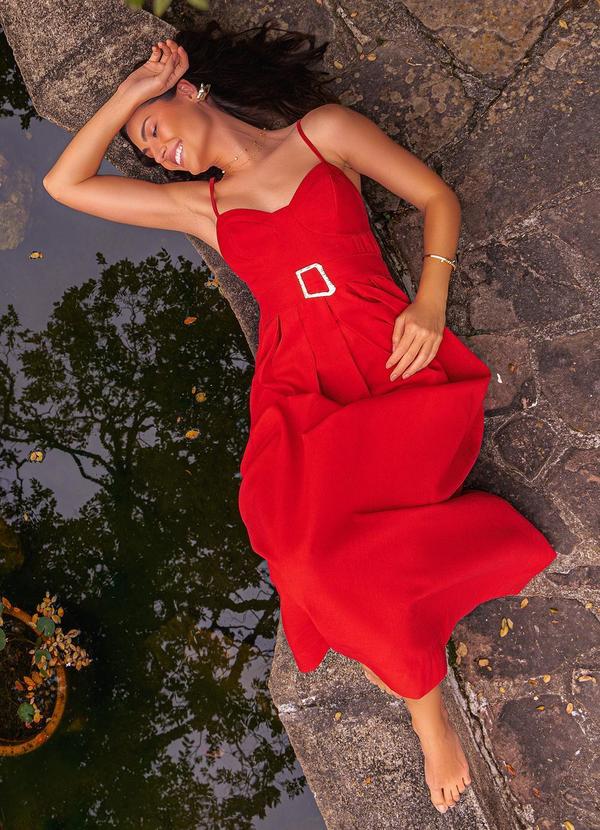Vestido Vermelho em Linho