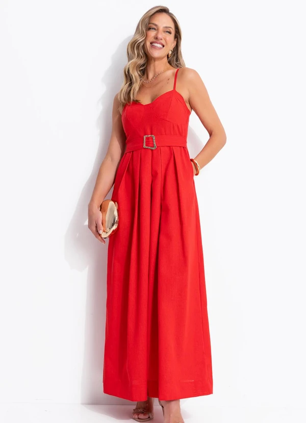 Quintess - Vestido Vermelho em Linho