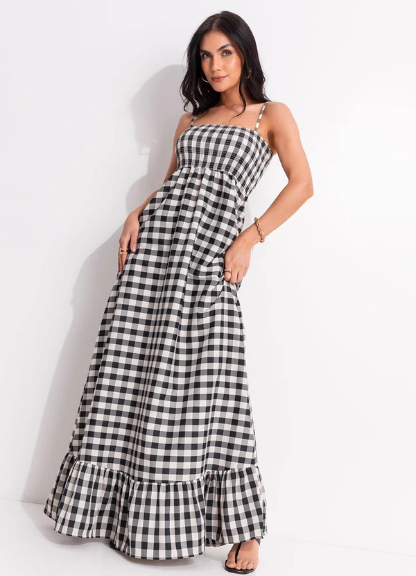 Quintess - Vestido Vichy Preto em Tecido Plano 5