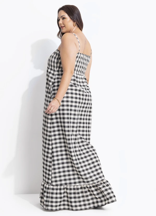 Quintess - Vestido Vichy Preto em Tecido Plano 7