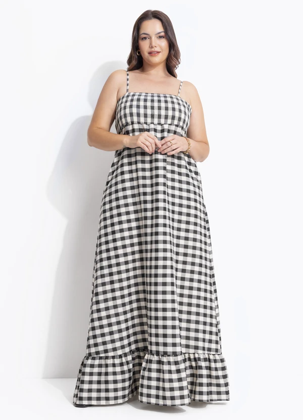 Quintess - Vestido Vichy Preto em Tecido Plano 8