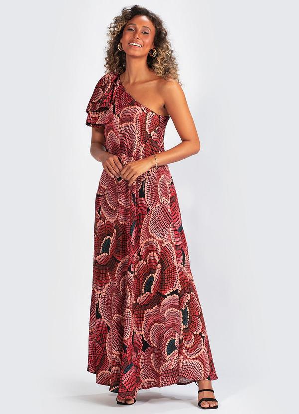 Farm - Vestido Viscose Chita Nina Vermelho