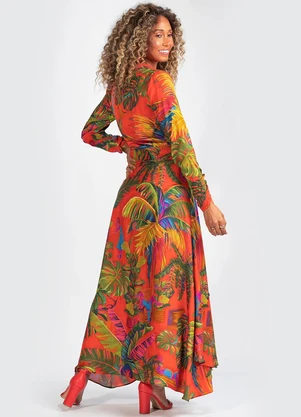 Farm - Vestido Viscose Laranja - FARM