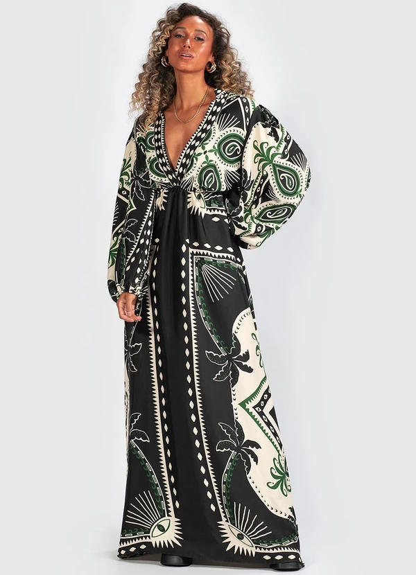 Farm - Vestido Viscose Lenço Astral