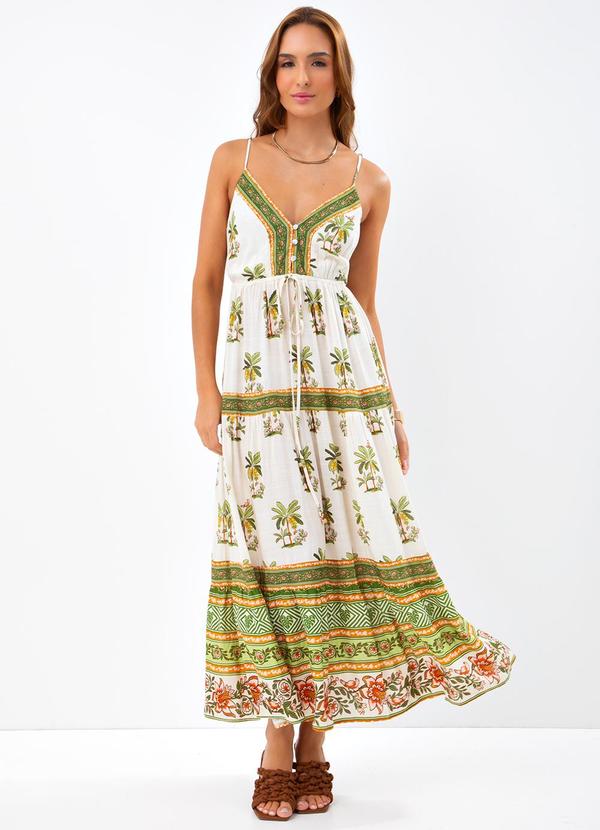 Farm - Vestido Viscose Luna Bege