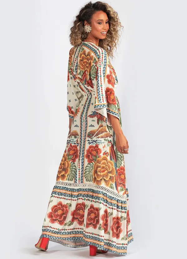 Farm - Vestido Viscose Rio de Cor Bege 2