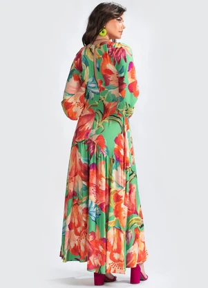 Farm - Vestido Viscose Tropicarte Verde - FARM