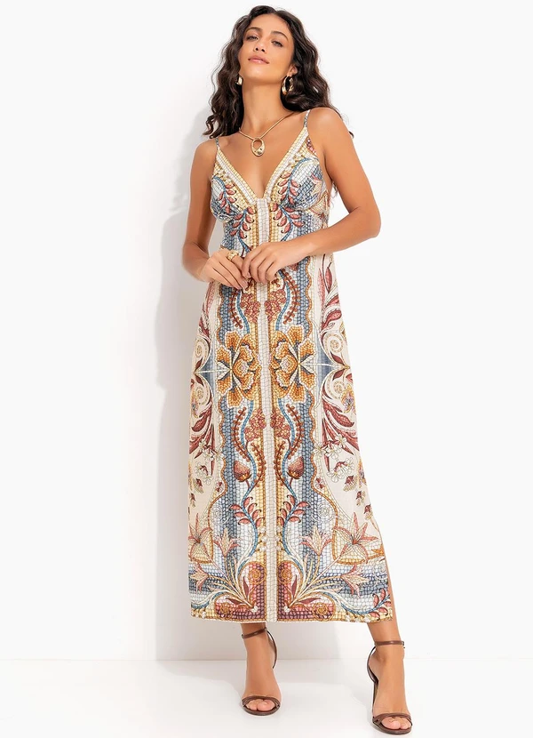 Farm - Vestido Vitral do Mar Bege