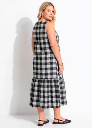 Quintess - Vestido Xadrez Vichy em Malha Flanela - QUINTESS
