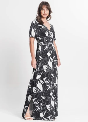 Rovitex - Vestido Feminino Estampado Preto - ROVITEX
