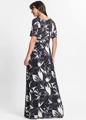 Rovitex - Vestido Feminino Estampado Preto - ROVITEX