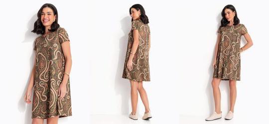 Vestido Arabescos Verde em Malha Fria