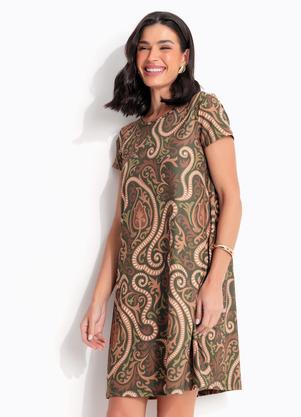 Vestido (Arabescos Verde) em Malha Fria