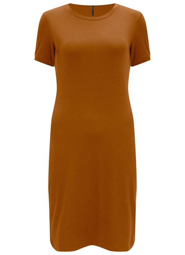 Lunender - Vestido Básico de Mangas Curtas Laranja