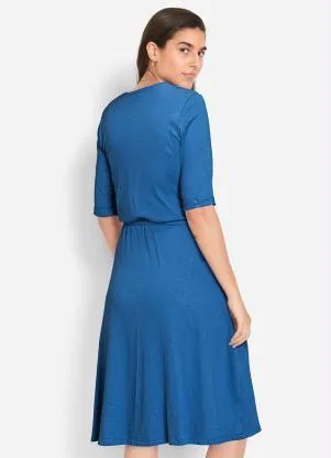 bonprix - Vestido com Amarração Azul - BONPRIX