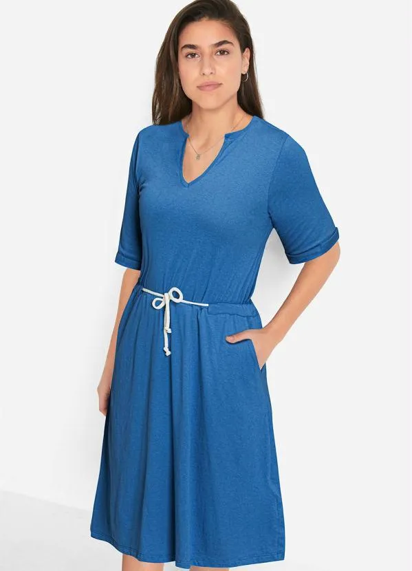 bonprix - Vestido com Amarração Azul