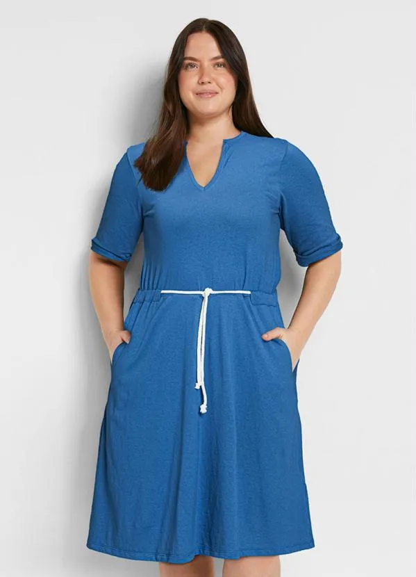 bonprix - Vestido com Amarração Azul 6
