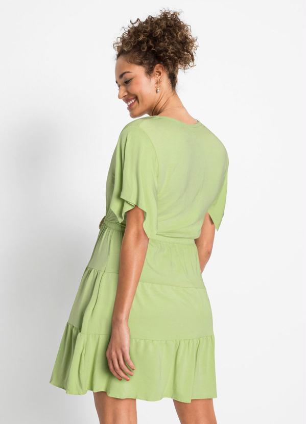 bonprix - Vestido com Amarração Manga Curta Verde Oliva 2