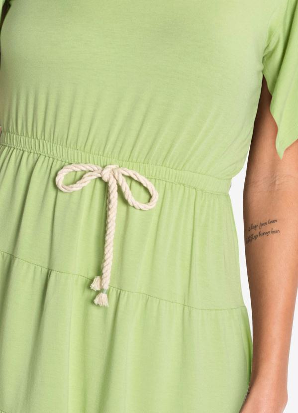 bonprix - Vestido com Amarração Manga Curta Verde Oliva 3