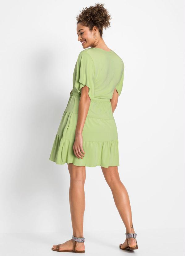 bonprix - Vestido com Amarração Manga Curta Verde Oliva 6