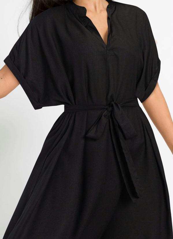 bonprix - Vestido com Amarração Midi Preto 3