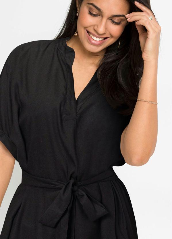 bonprix - Vestido com Amarração Midi Preto 4