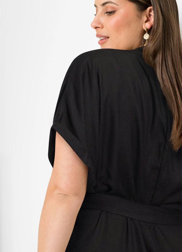 bonprix - Vestido com Amarração Midi Preto 7