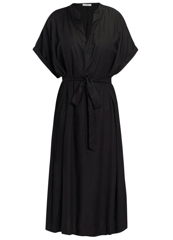 bonprix - Vestido com Amarração Midi Preto 8