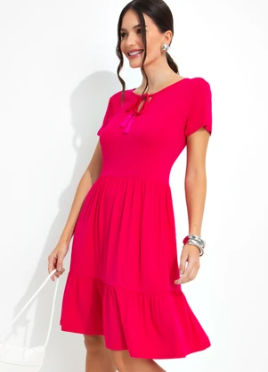 bonprix - Vestido com Amarração no Decote Pink - BONPRIX