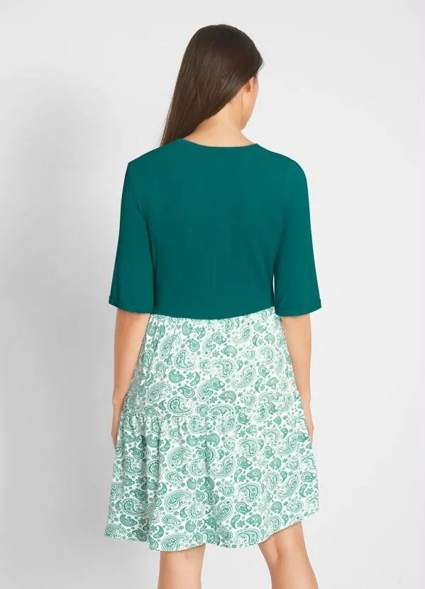 bonprix - Vestido com Bolsinho Paisley Verde 2