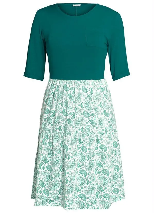 bonprix - Vestido com Bolsinho Paisley Verde 3