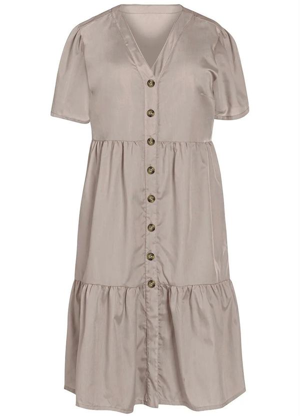 Outlet - Vestido com Botões Manga Curta Rosa 7