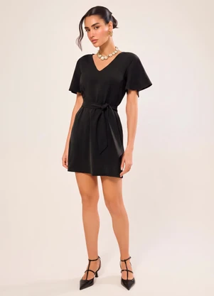 Naguchi - Vestido com Detalhe Decote Preto - NAGUCHI