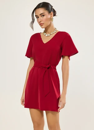 Naguchi - Vestido com Detalhe Decote Vermelho Chilly - NAGUCHI